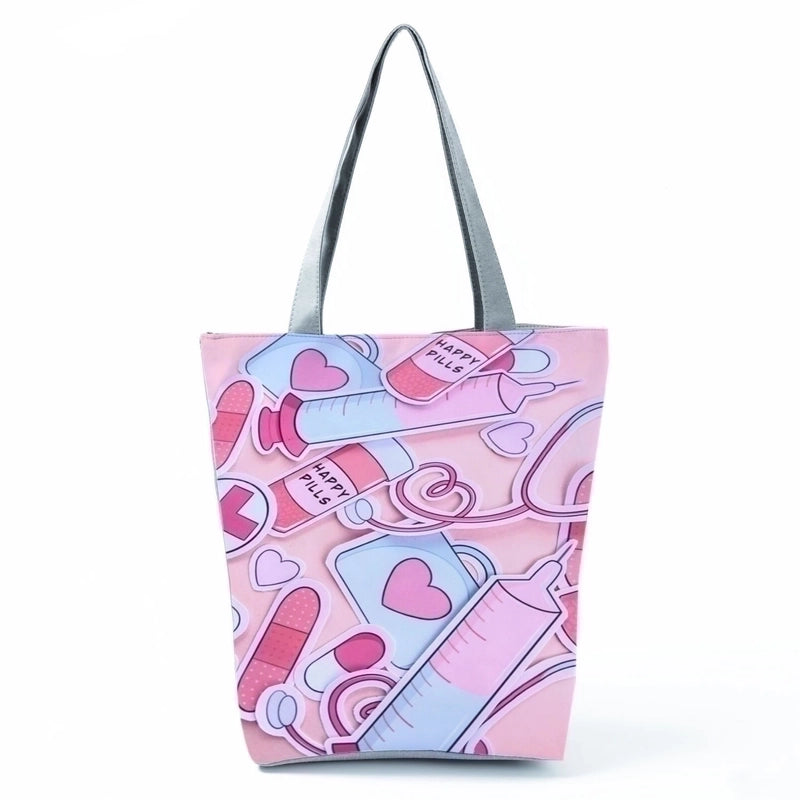 Women's Classic Style Syringe Polyester Shopping Bags