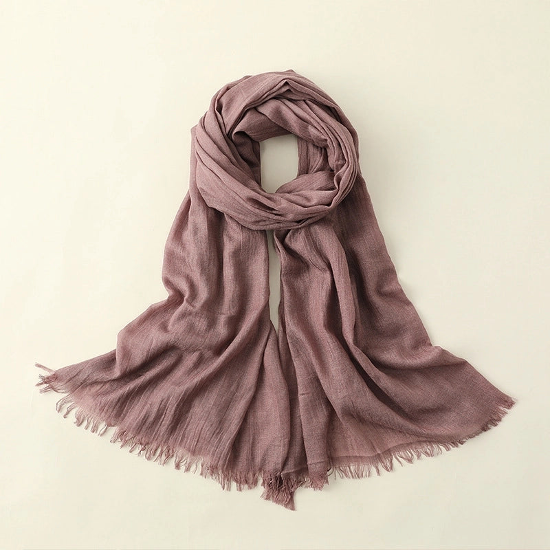 Women's Elegant Solid Color Cotton Silk Scarves