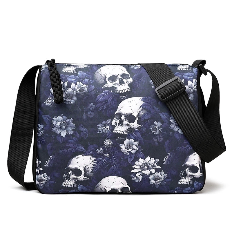Halloween Women's Medium Canvas Skull Streetwear Zipper Crossbody Bag