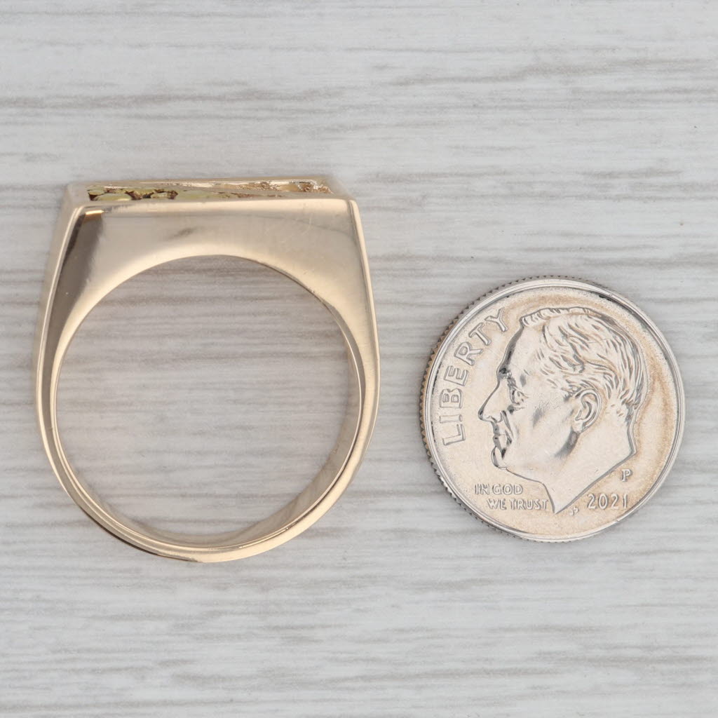 Men's Diamond Solitaire Nugget Ring 14k 18k Yellow Gold Size 10