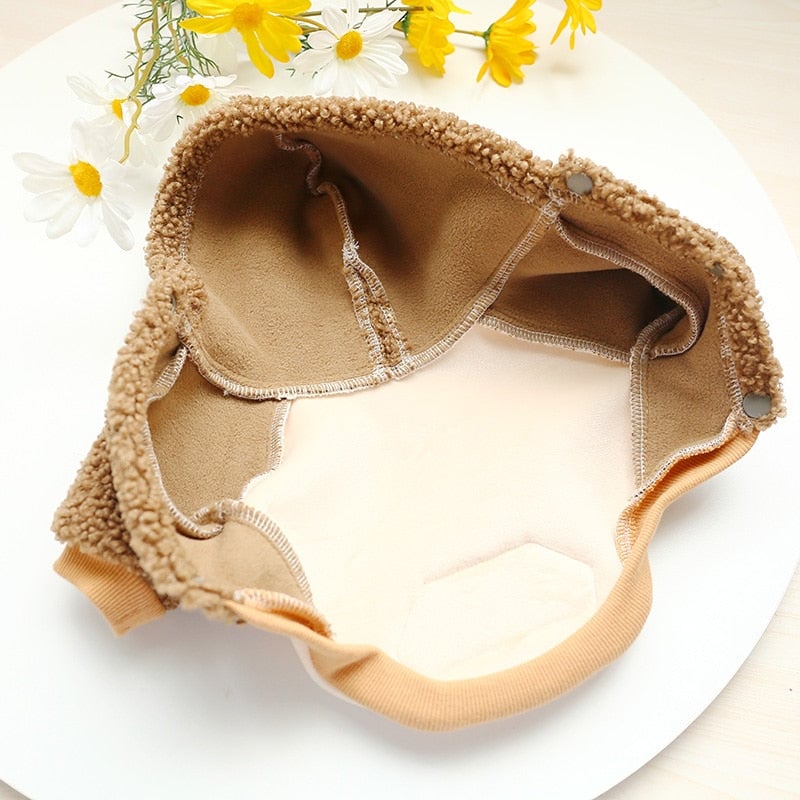 Contrast Color Fleece Dog Hooded Coat