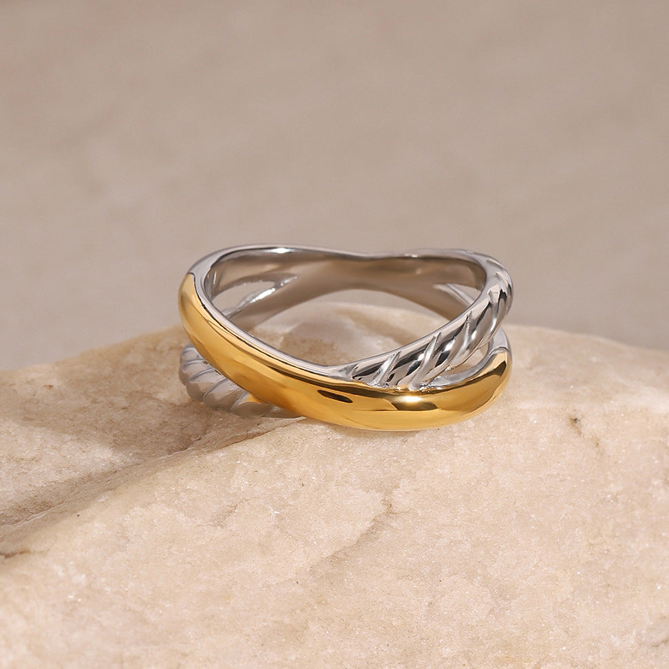 Stainless Steel Twist Geometric Ring Niche Ring Titanium Steel Bracelet Rings