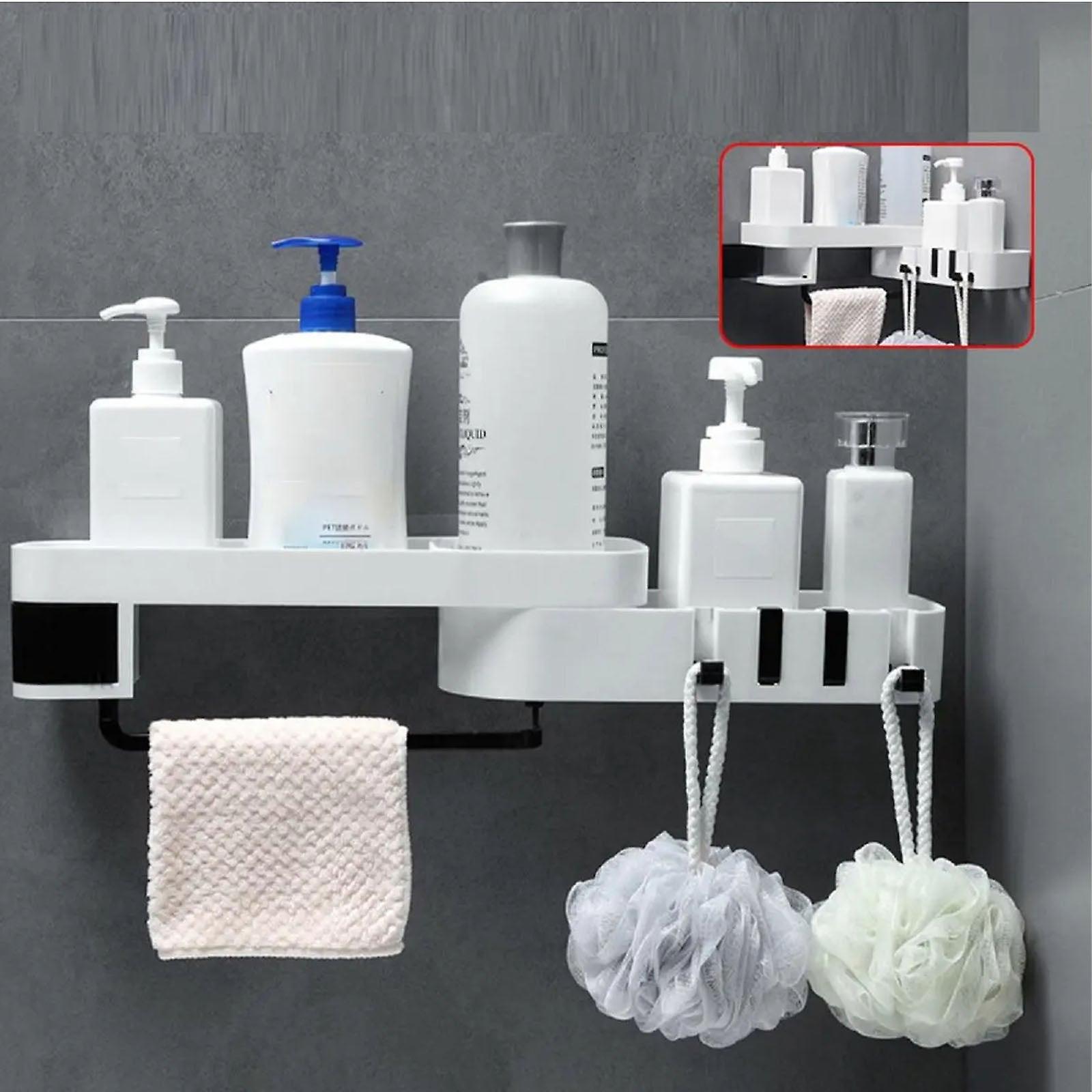 Shower Shelf. ABS Bathroom Shelf. No Drilling For Bathroom Kitchen (White Black)