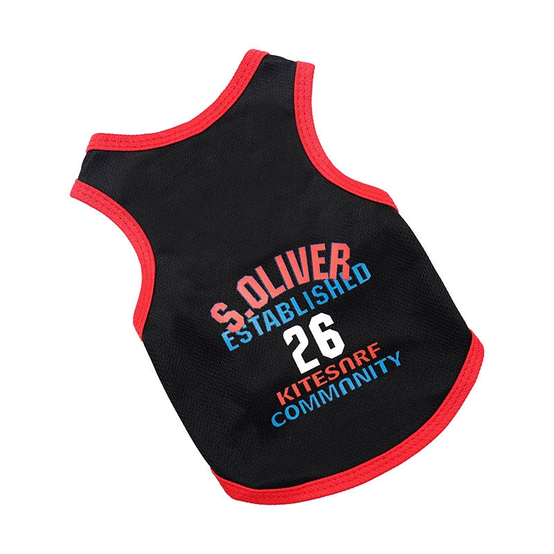 Summer New Pet Basketball Vest Breathable Mesh Dog Cat Clothes Teddy Bichon Frise Pomeranian Fashion Accessories