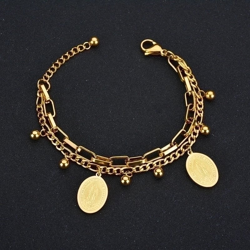 Fashion Geometric 304 Stainless Steel 18K Gold Plated No Inlaid Bracelets In Bulk