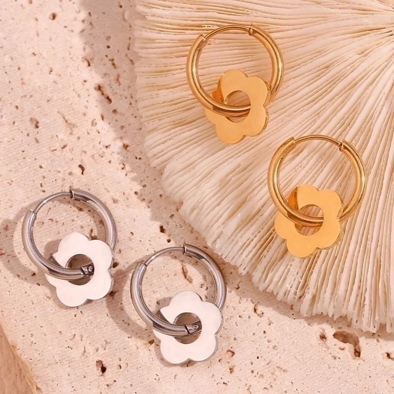 1 Pair Sweet Minimalist Classic Style Flower Plating 304 Stainless Steel 18K Gold Plated Drop Earrings