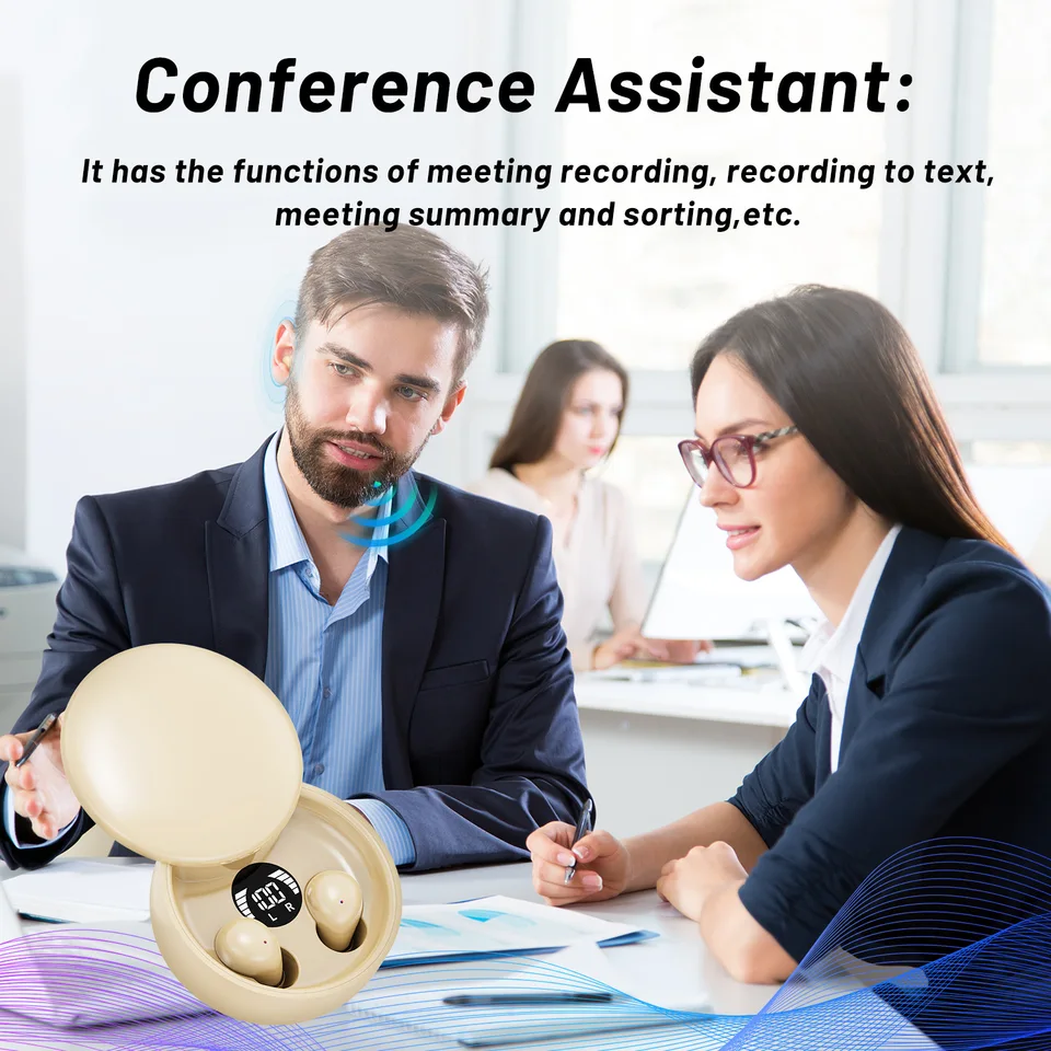 AI Translation Wireless Headphones 5.4 Bluetooth Earphones Sleeping Invisible Earbuds Noise Reduction Bass Headset Sliding Cover