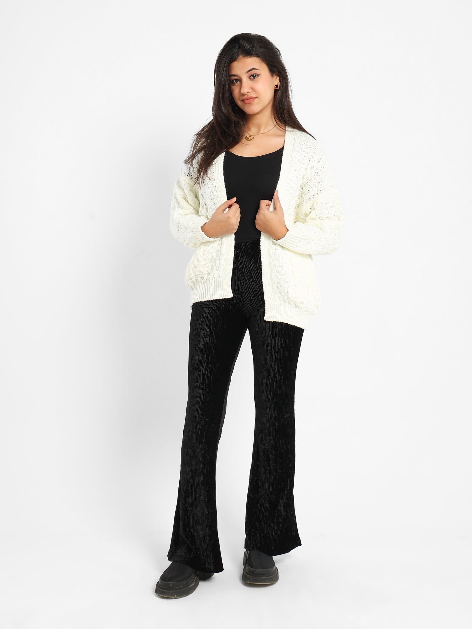 Textured Medium Length Cardigan