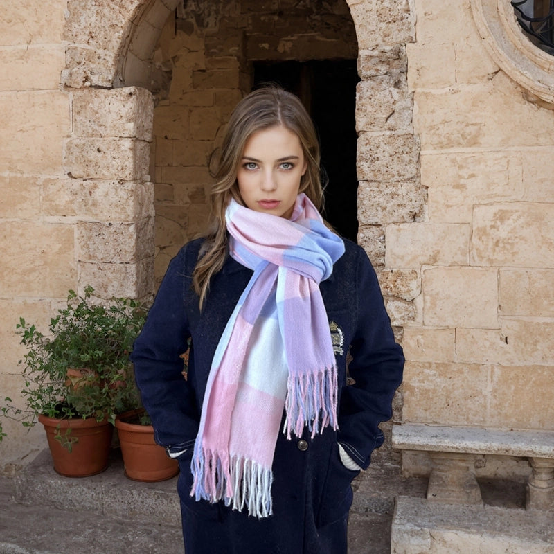 Women's Casual Minimalist Color Block Imitation Cashmere Tassel Scarf