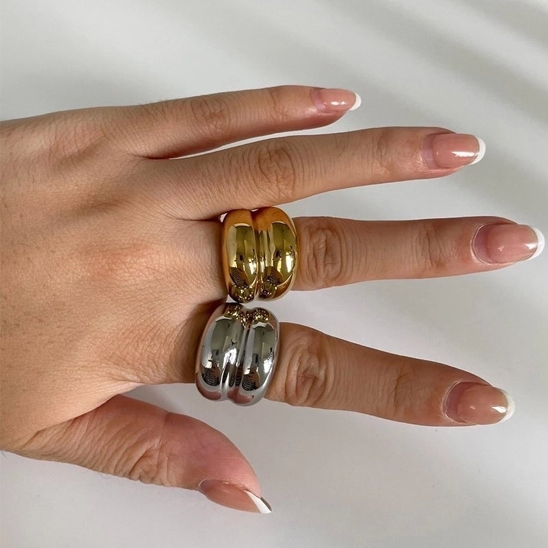 Hip-Hop Minimalist Classic Style Solid Color 316L Stainless Steel  18K Gold Plated Plating Rings