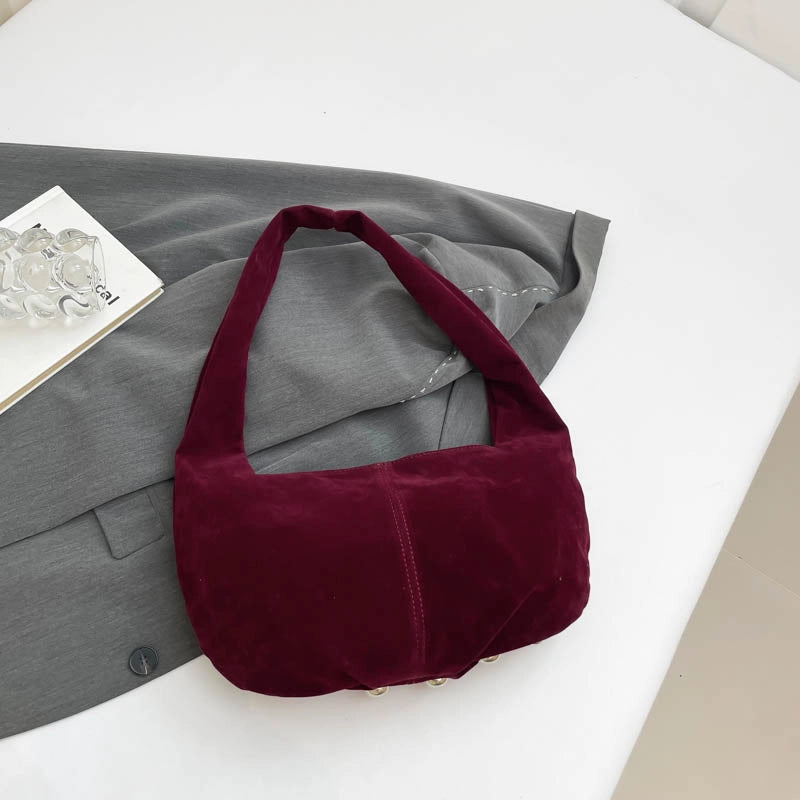 Women's Pu Leather Solid Color Classic Style Dumpling Shape Zipper Shoulder Bag