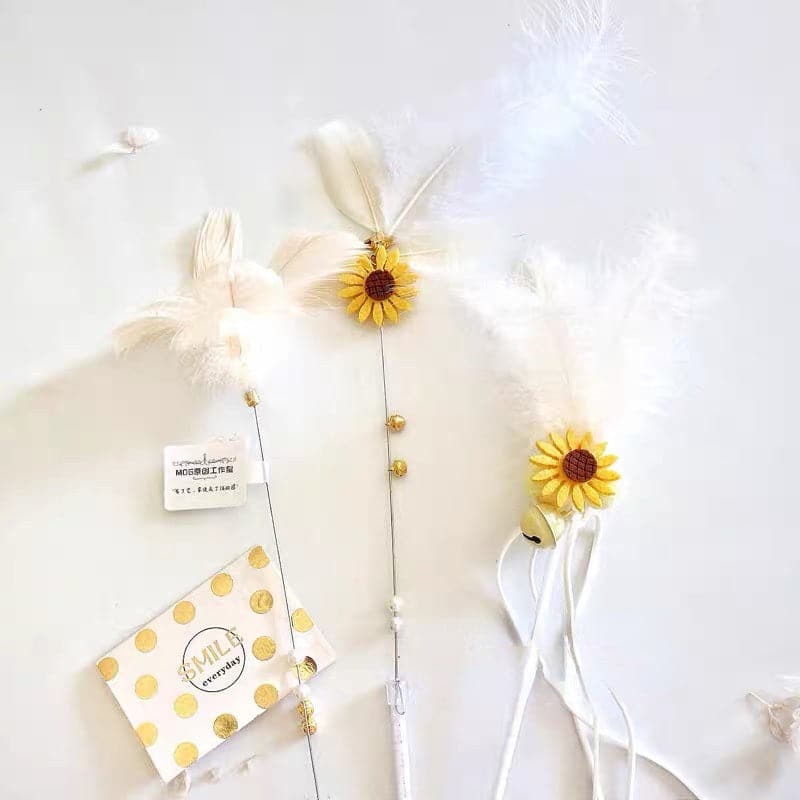 Sunflower Fairy Feather Tassel Teaser cat stick cat toys