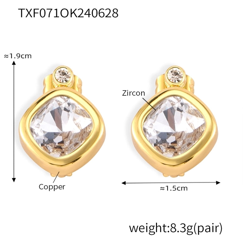 Minimalist Quadrilateral 304 Stainless Steel 18K Gold Plated Plating Earrings Necklace Jewelry Set