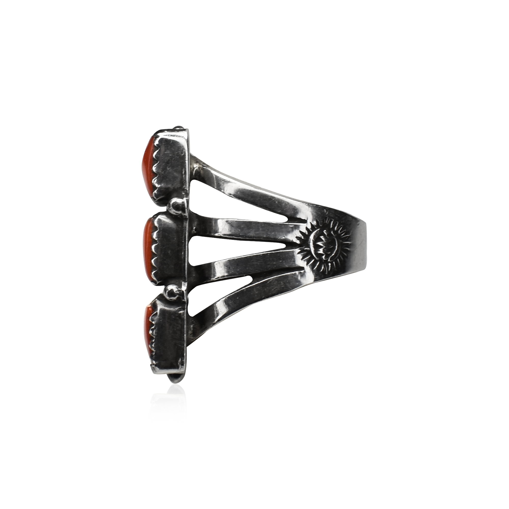 Rectangular Nine Stone Noble Coral Ring