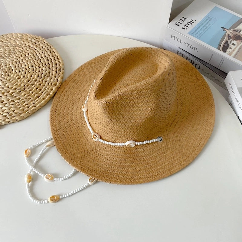 Unisex Basic Cowboy Style Classic Style Shell Big Eaves Sun Hat Straw Hat