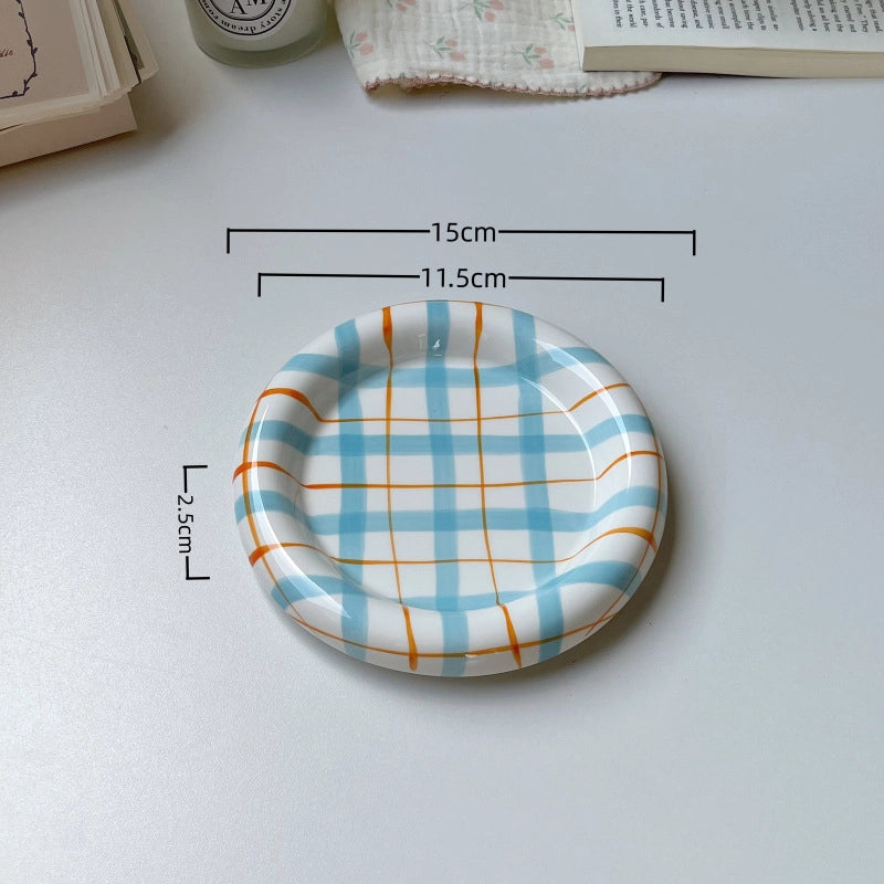 Cute Lattice Porcelain Plate 1 Piece