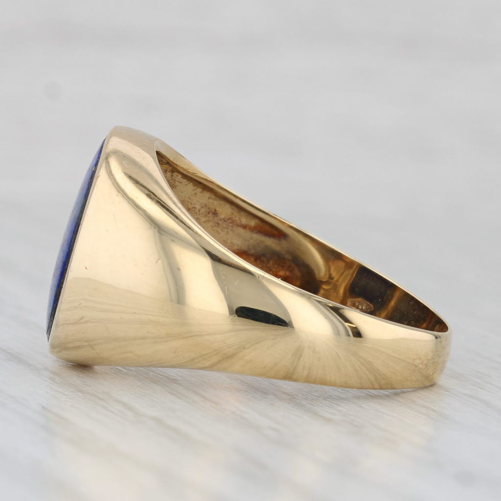 Lapis Lazuli Oval Blue Stone Ring 18k Yellow Gold Size 11.25
