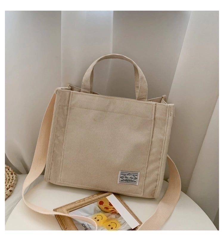 Women's Medium Summer Corduroy Solid Color Basic Square Magnetic Buckle Handbag