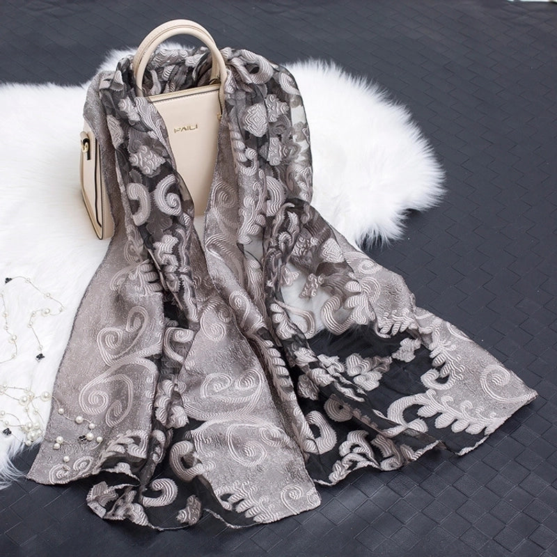 Women's Minimalist Color Block Organza Scarf
