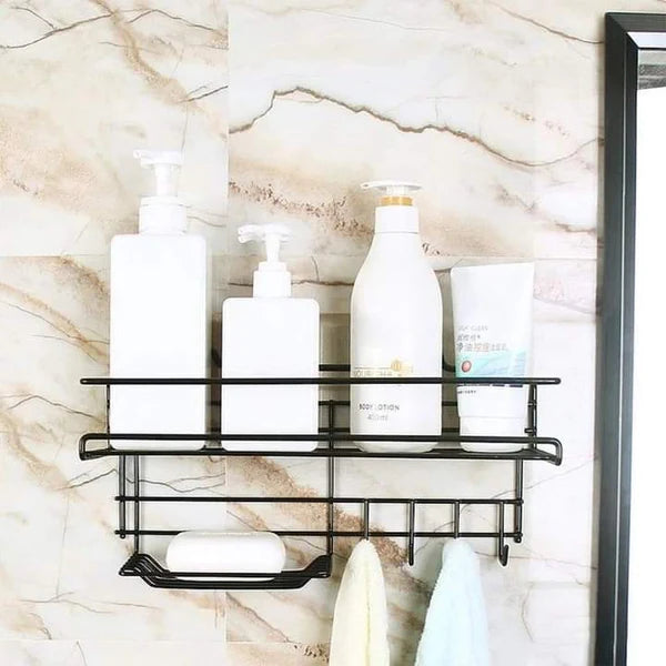 Wall Mounted Shelf With Hooks And Soap(5442) Holder