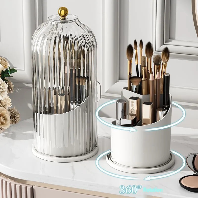 LUXOR ROTATING MAKEUP BRUSH HOLDER - CLEAR CAGE