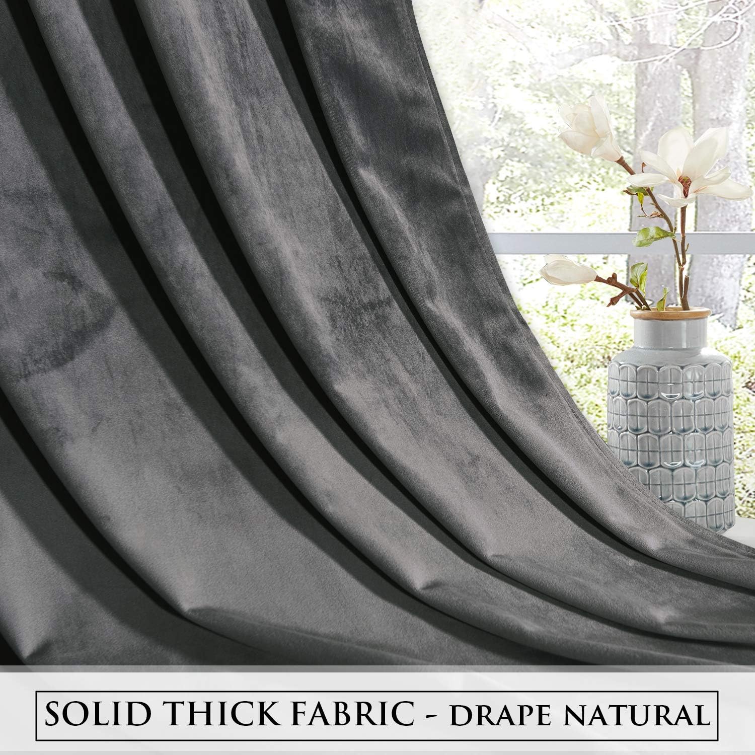 Grey-Velvet Window Curtains (Ultra Soft)