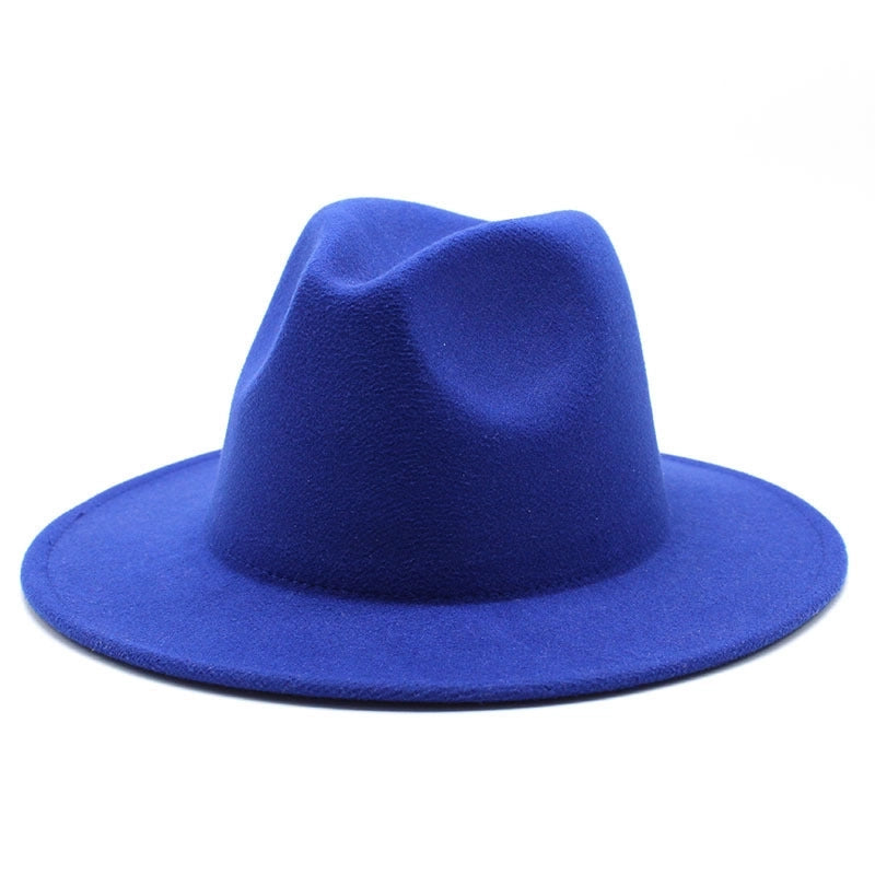 Solid Color Jazz Hat British Style Retro Woolen Hat Adult Embroidery Logo Felt Hat