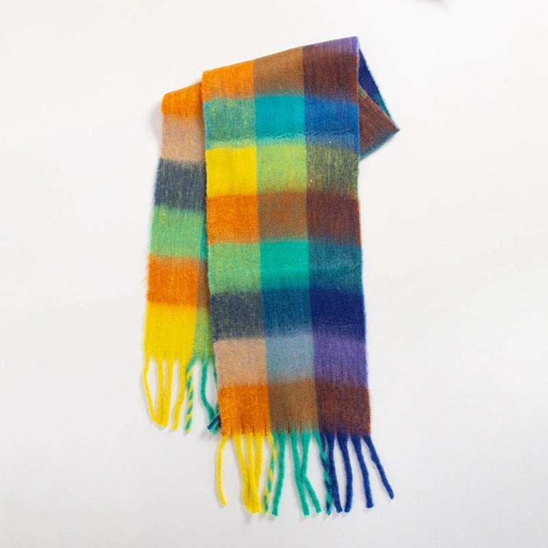 Women's Sweet Color Block Polyester Scarf