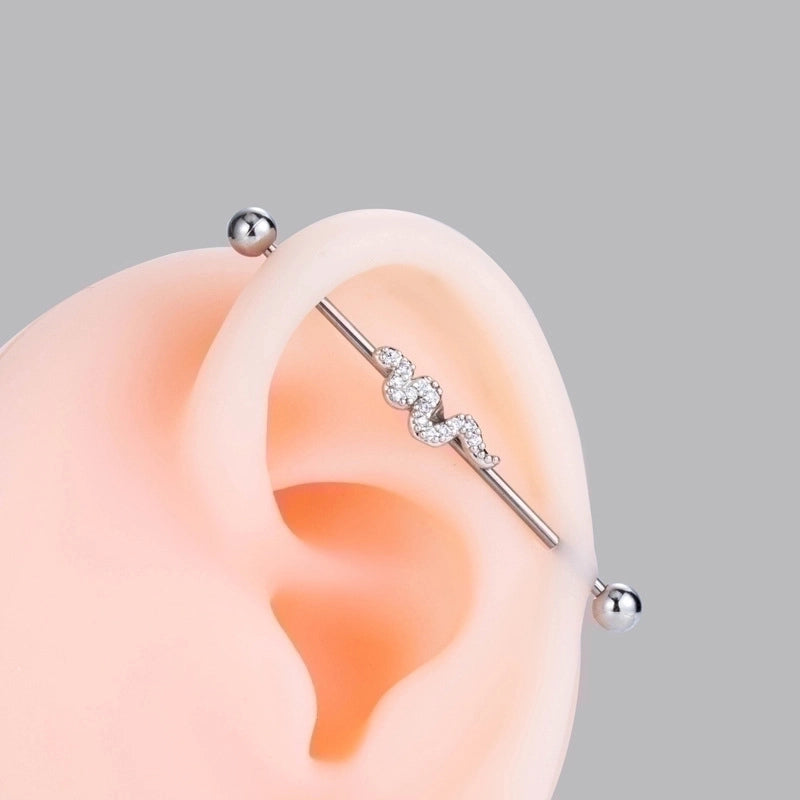 1 Piece Ear Cartilage Rings & Studs Vintage Style Cross Heart Shape Snake 316L Stainless Steel  Copper Plating Inlay Zircon