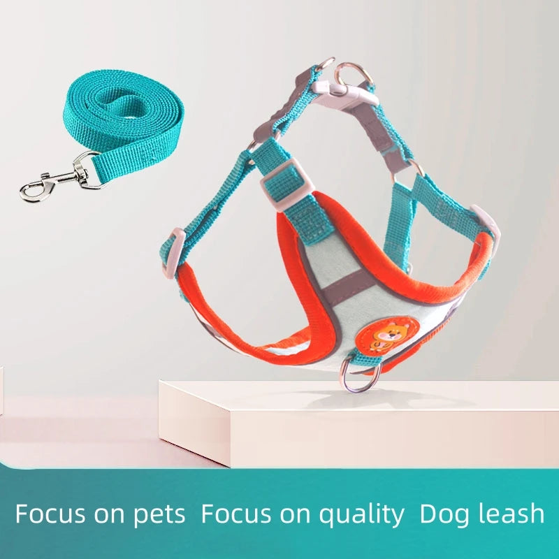 Pet Reflective Dog Harness Lead Walking Running Leashes Cat Chest Strap Vest Leash