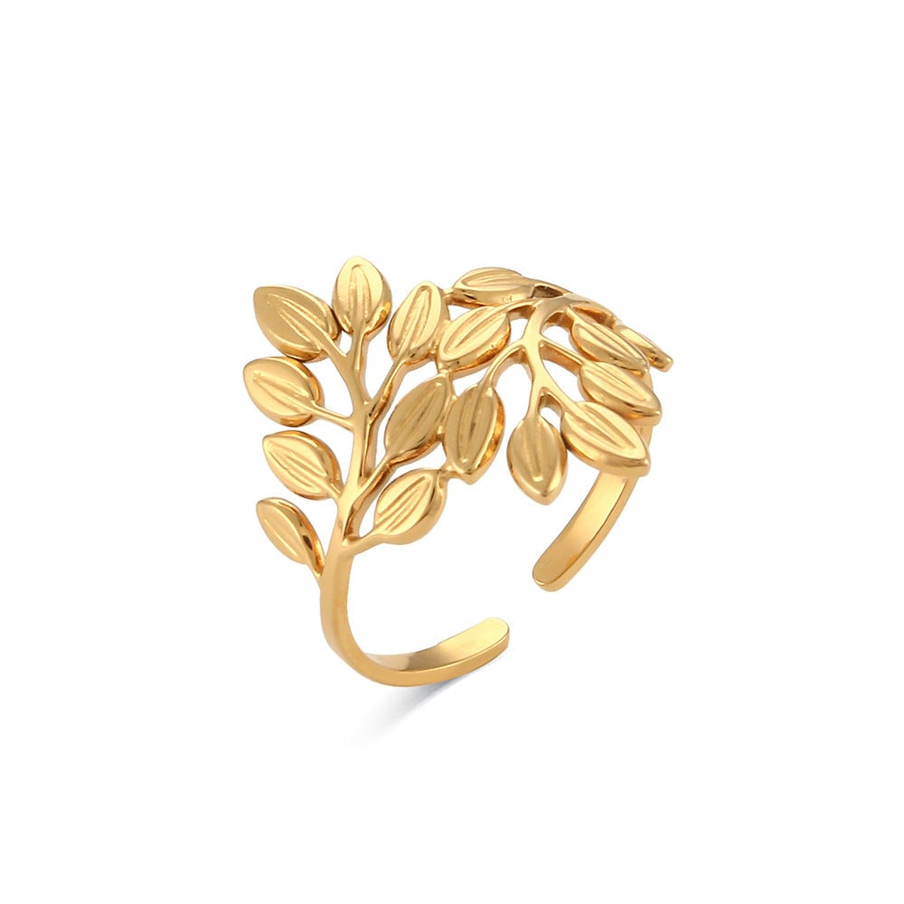 Women Fashion Stripe Geometric Stainless Steel 18K Gold Plated Rings