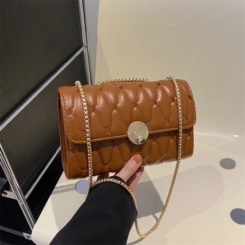 Women's Pu Leather Solid Color Basic Flip Cover Shoulder Bag Crossbody Bag