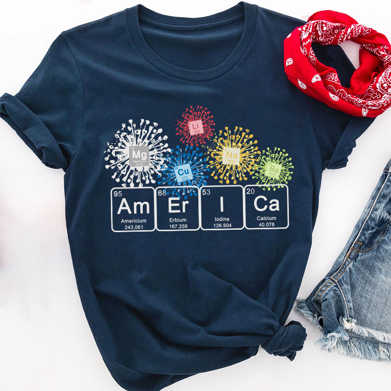 America Spelled With The Periodic Table of the Elements Teacher T-Shirt