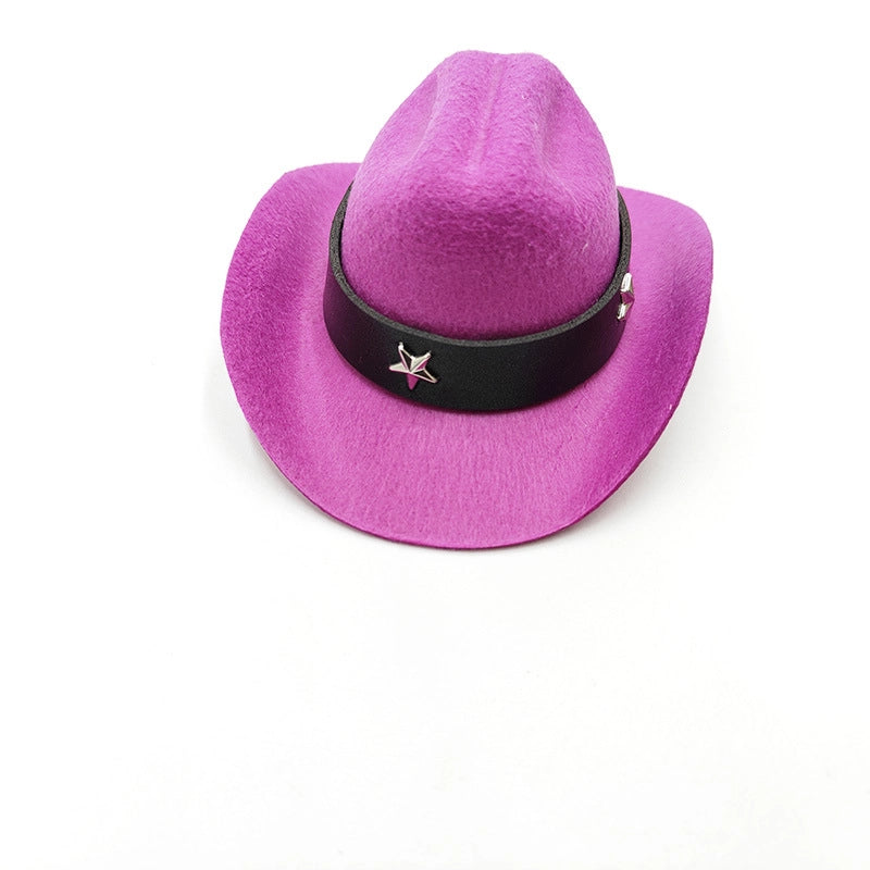 Cowboy Style Polyester Solid Color Pet Hat