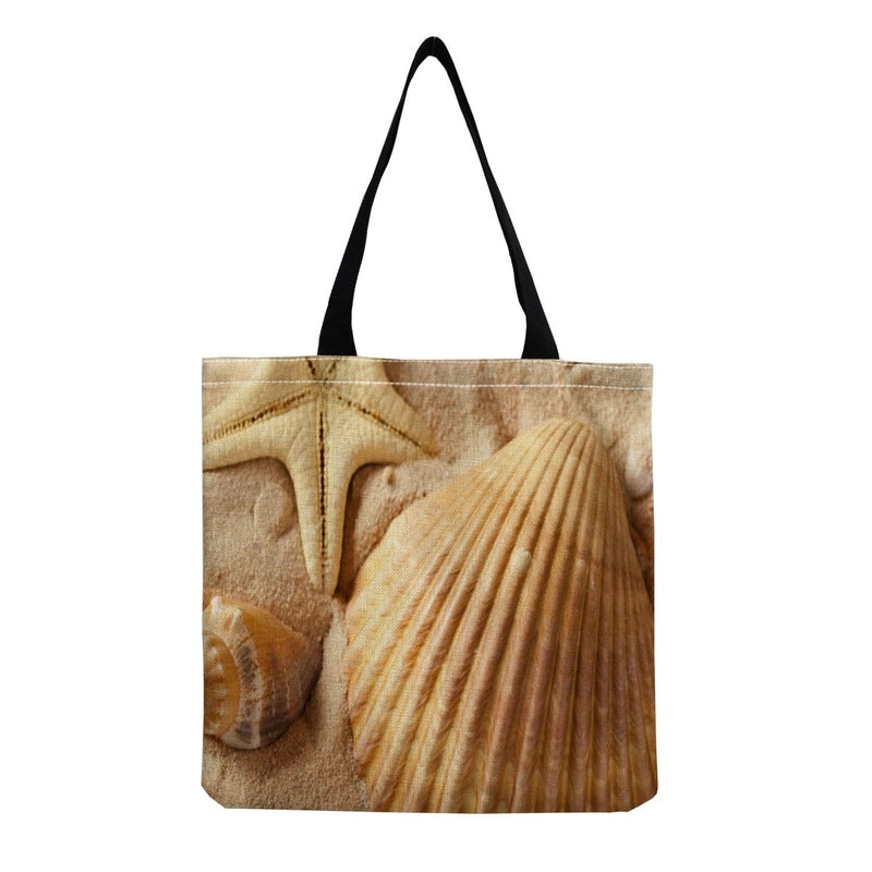 Women's Medium Linen Underwater World Beach Square Open Shopping Bags