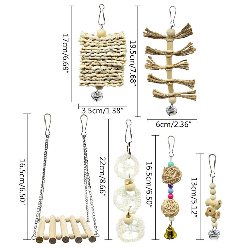 15Pcs Set Pet Parrot Wooden Swing Chewing Toys