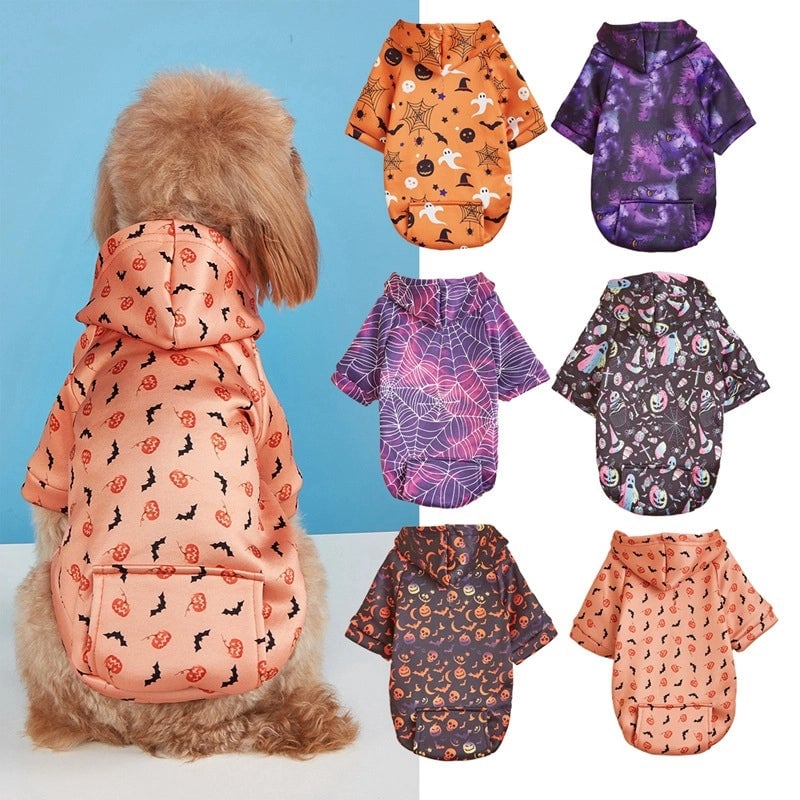 Funny Polyester Halloween Pumpkin Moon Spider Web Pet Clothing