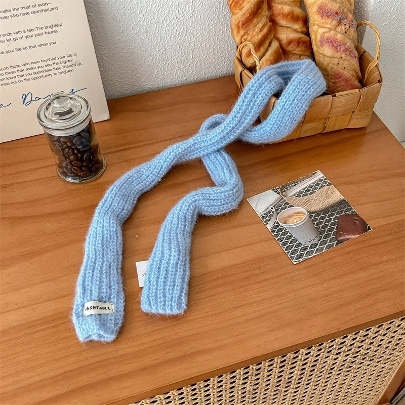 Women's Sweet Solid Color Polyester Knitted Scarf