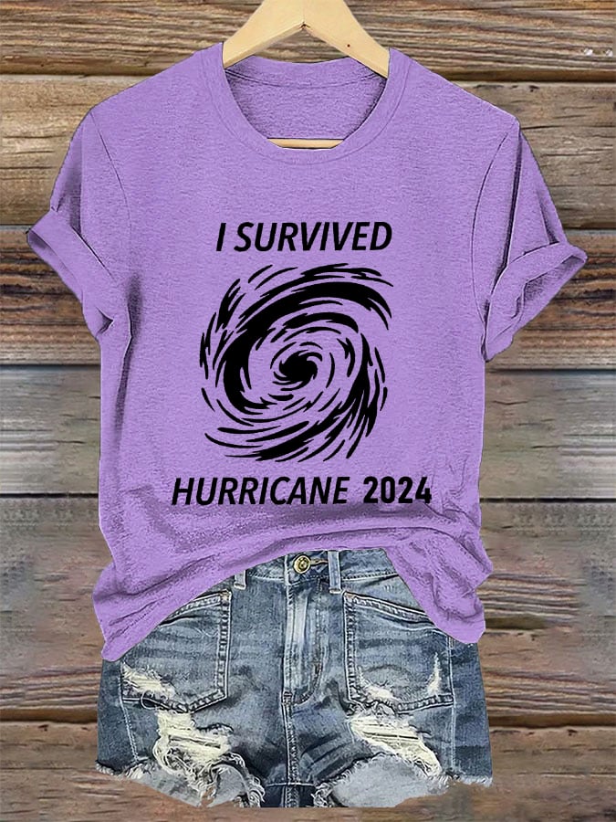 Women's 'I Survived Hurricane 2024' Print T-Shirt