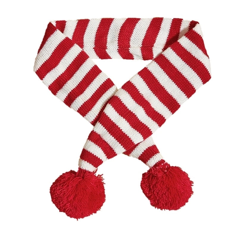 Cute Retro Polyester Christmas Stripe Pet Scarf