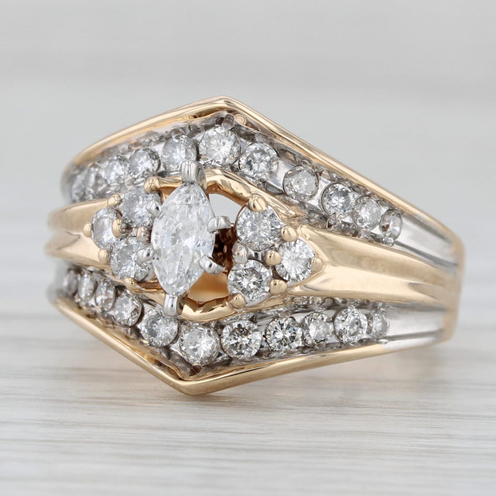 0.82ctw Diamond Engagement Ring Bridal Set 14k Yellow Gold Size 6.75