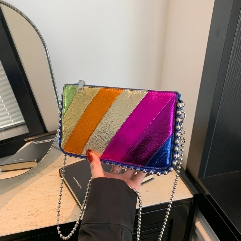 Women's Medium Pu Leather Color Block Basic Vintage Style Flip Cover Crossbody Bag