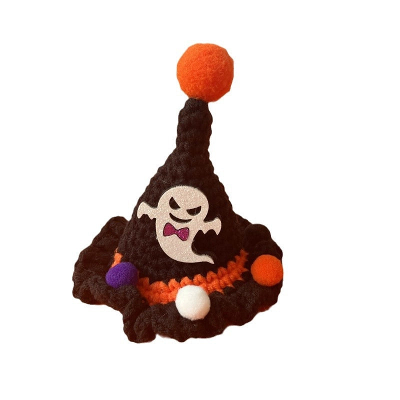 New Pet Halloween Party Crossdressing Hat Witch Hand Crocheting Woolen Cap Pet Headdress