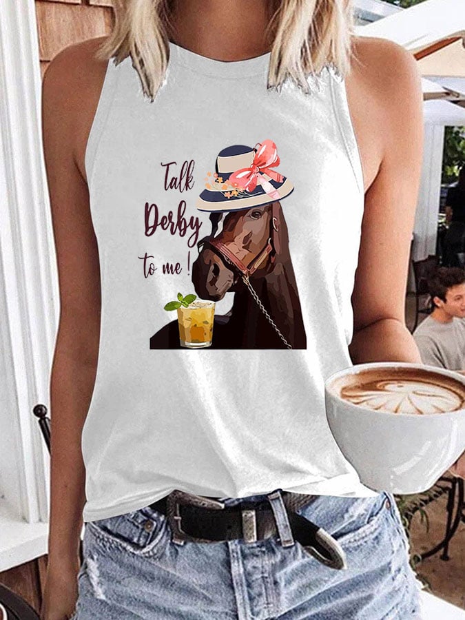 Women's Talk Derby To Me Printed Casual Tank Top