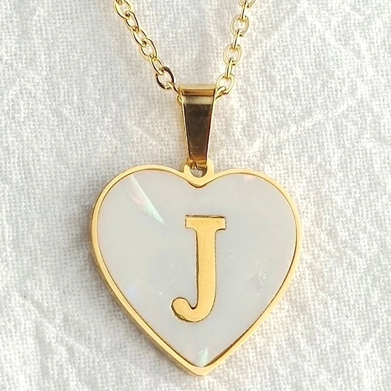 Cute Sweet Letter Titanium Steel Plating Inlay Shell Pendant Necklace