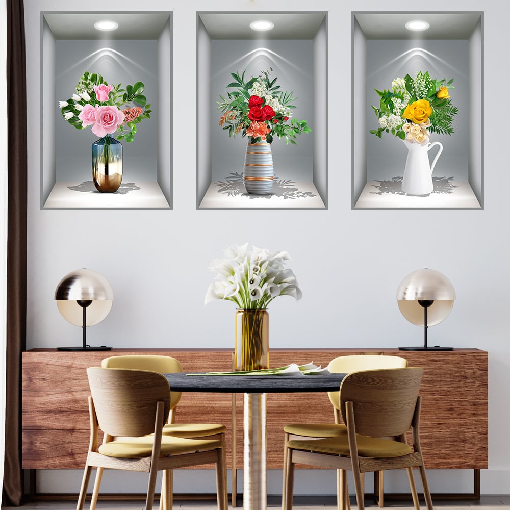3D Flowers Vase Wall Sticker
