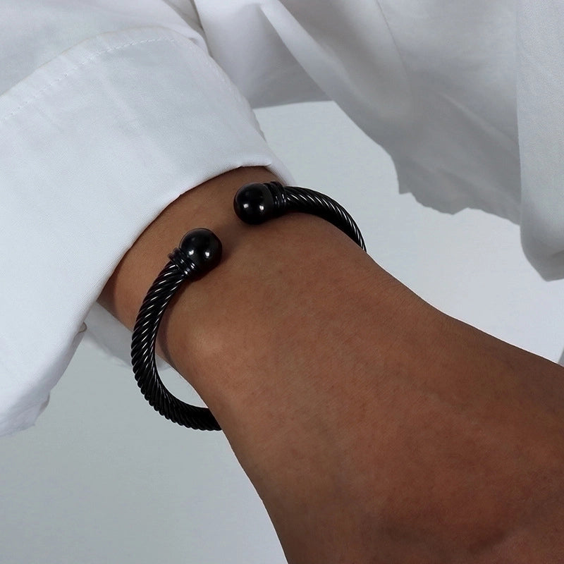 Minimalist Solid Color Titanium Steel Rhinestones 18K Gold Plated Plating Inlay Rings Bracelets
