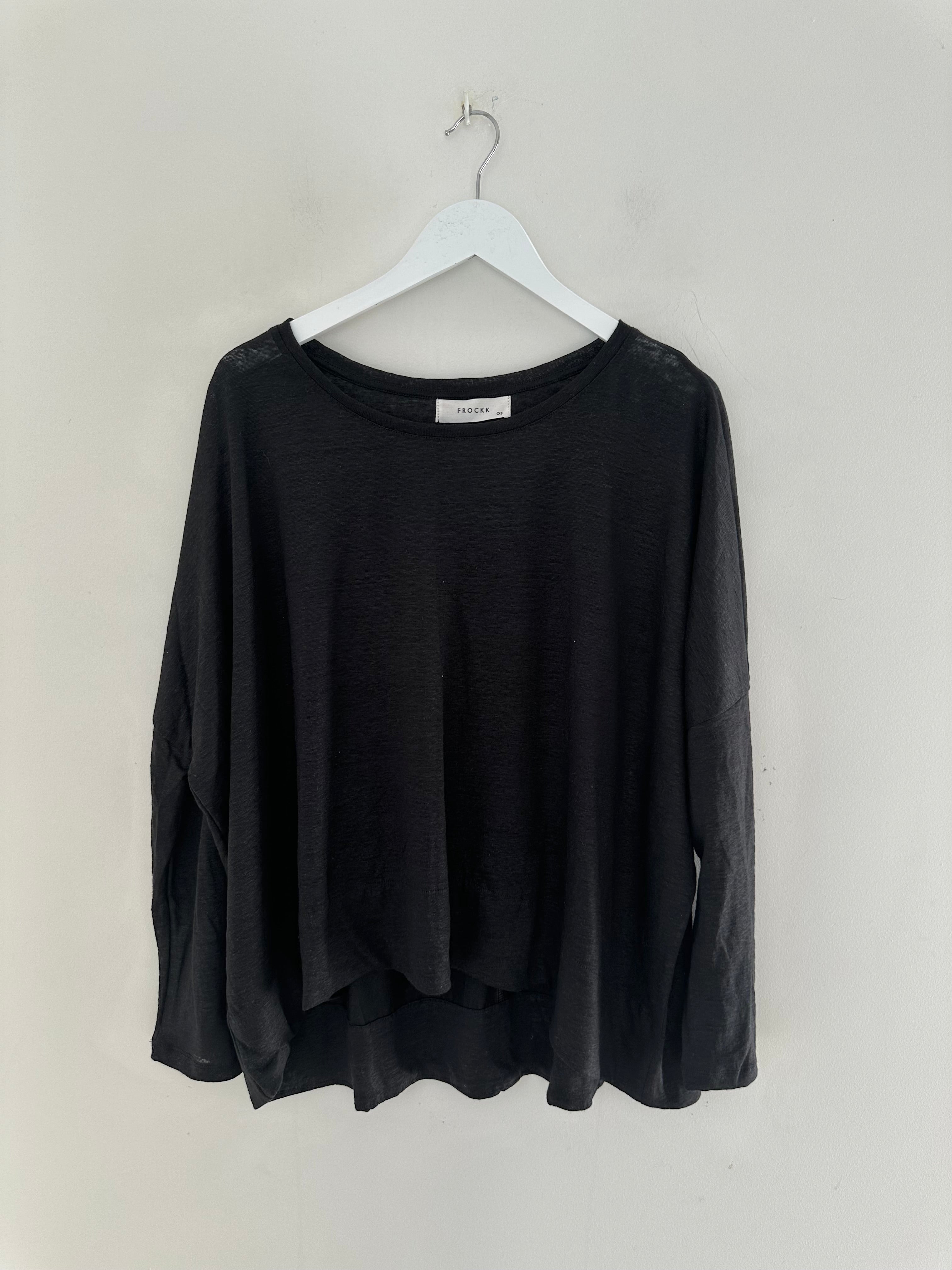nina top - black linen knit