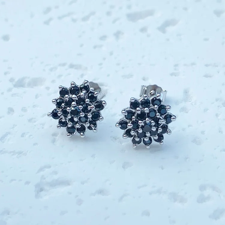 925 Silver Stud Earrings Rhodium Plated Fine Jewelry Flower Shape Hot Sale for Women Ladies