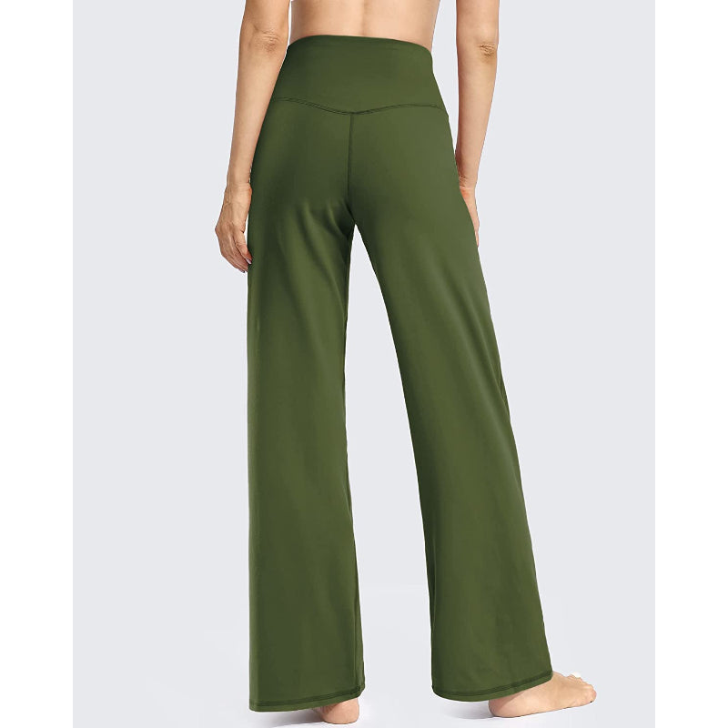 Women Wide Leg Yoga Pants High Waist Stretch Workout Sweatpants With Pockets Casual Straight Leg Pants